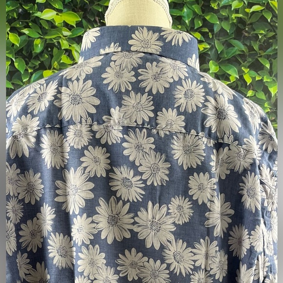 Barabas Size:3XL  Mens Long Sleeve Shirt Blue Floral Pattern Button Front - Picture 8 of 16